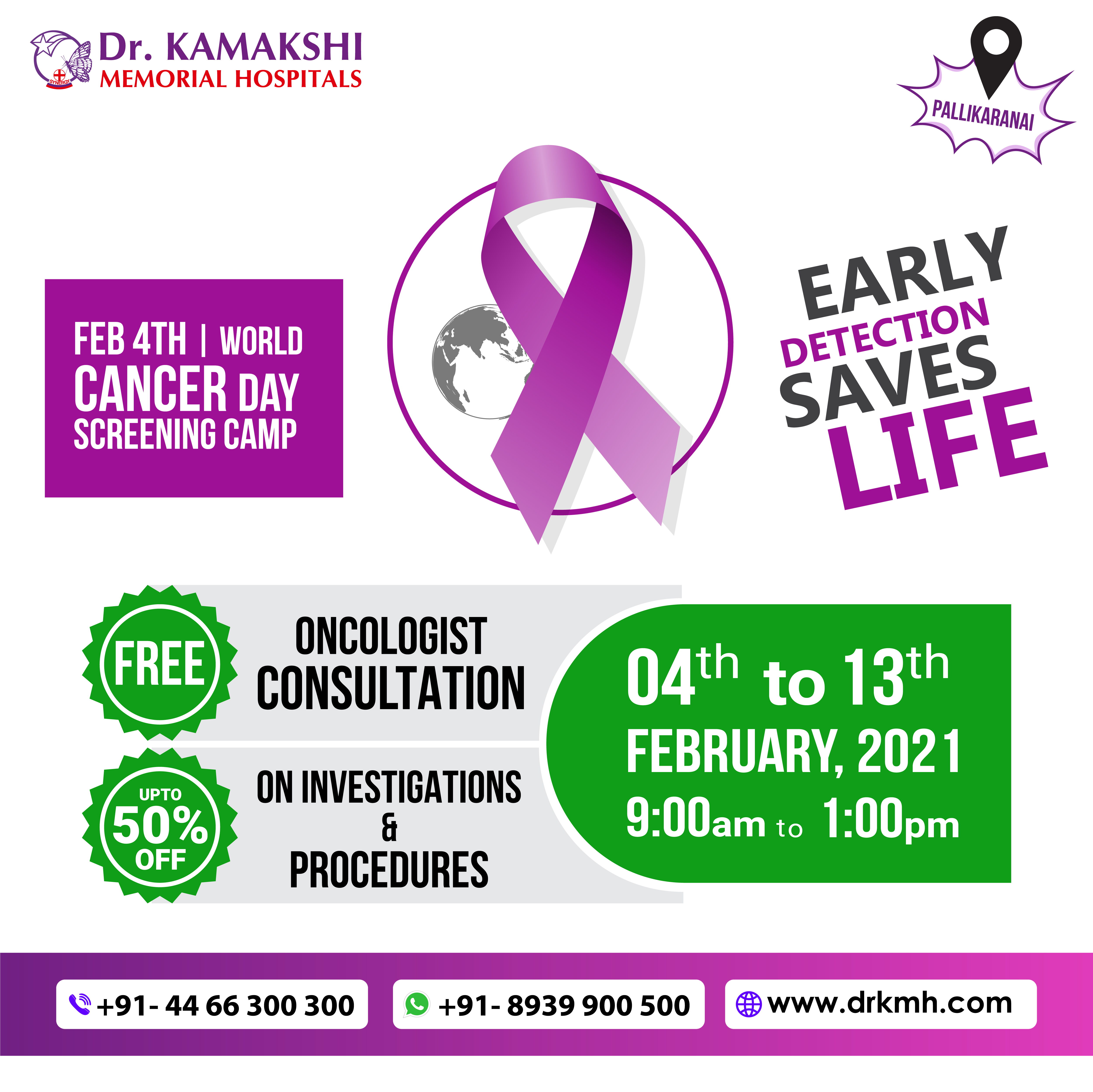 drkmh World-cancer-day-screening-camp-at-pallikaranai(Feb 2021)